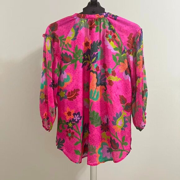 NWOT Johnny Was Martijn Silk Long Sleeves Pink Button Blouse Shirt Size S - Picture 8 of 16